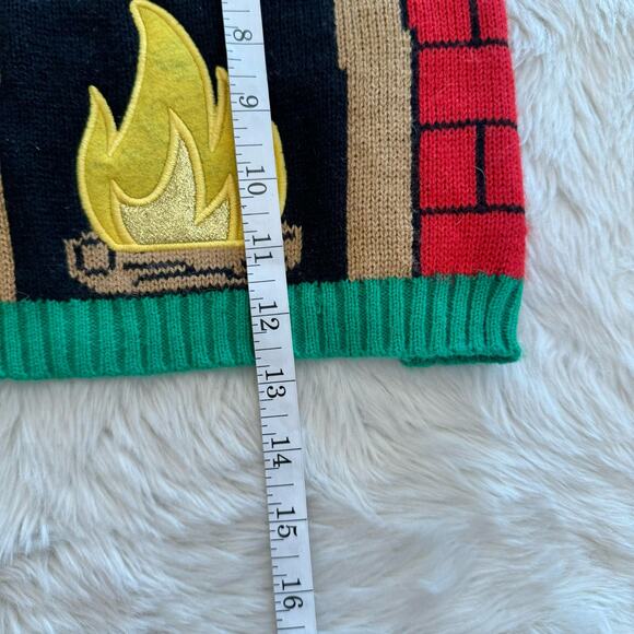 Dog Ugly Christmas Sweater Fireplace Stockings Bells Medium - Picture 6 of 8